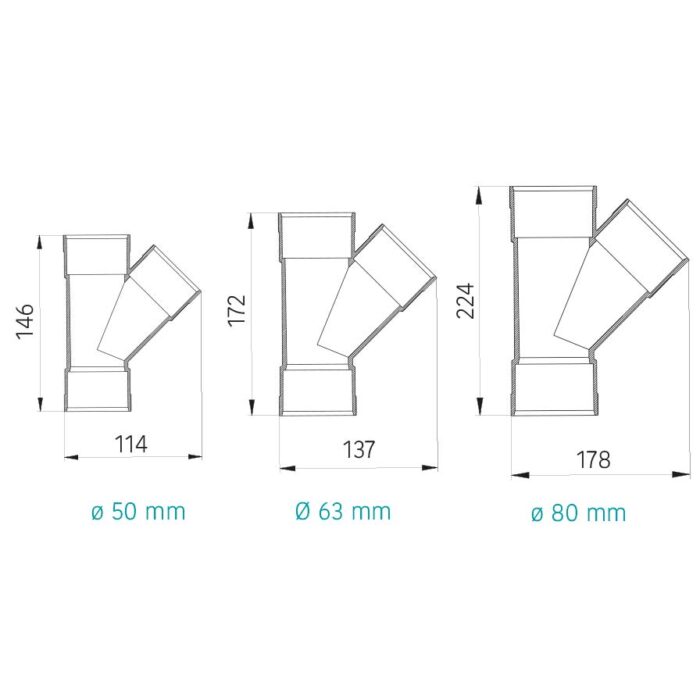 PVC Abzweigung 45° Aussen/Aussen Ø 50 mm – Bild 4